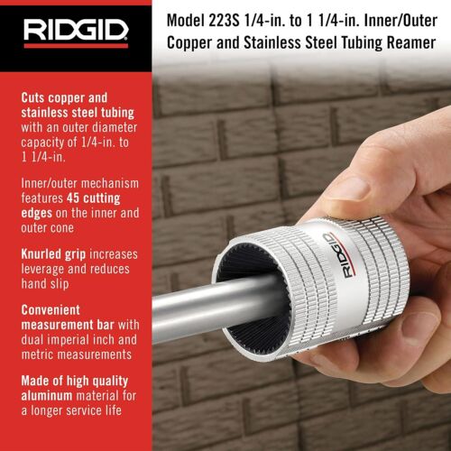 RIDGID 29983 223S Stainless Steel Pipe Reamer 1/4" - 1-1/4" Inner/Outer - Picture 2 of 10