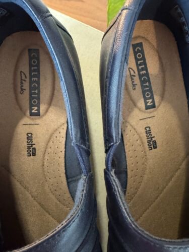 Clarks Everlay Heidi Slip On NAVY MARI Leather Women's 8 M Shoes Wedge Heel NIB - Picture 3 of 8