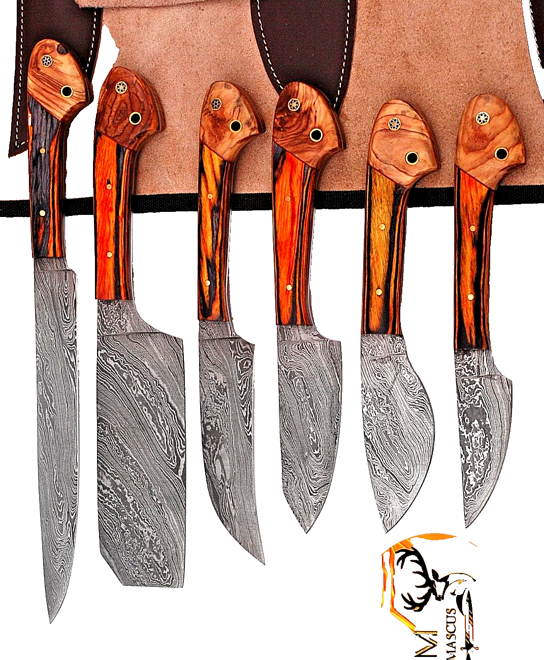 CUSTOM MADE FORGED DAMASCUS STEEL CHEF KNIFE SET KITCHEN KNIVES LEATHER BAG 121