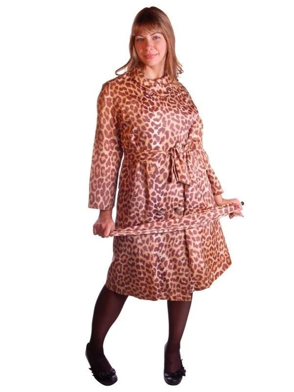 Vtg 50s Leopard Print Swing Coat M Bergdorf Goodman Rain Paka Belted - Image 2 of 4