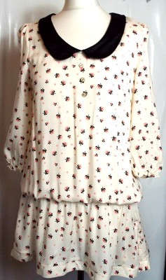 NEU LA CHAPELLE  QUALITÄT VISKOSE CREME KLEID MIT TASCHEN  GRÖSSE 12 # 1151*