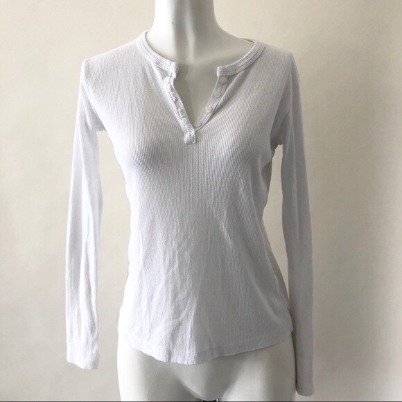 brandy melville white ribbed long sleeve cotton Zelly top NWT sz XS/S | eBay