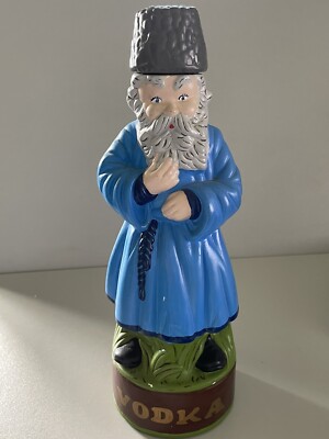 Albertas Vintage Vodka Liquor Decanter Ceramic Figurine Russian Man 12' Tall.