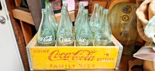 Vintage 26oz green  Coke Bottles with case