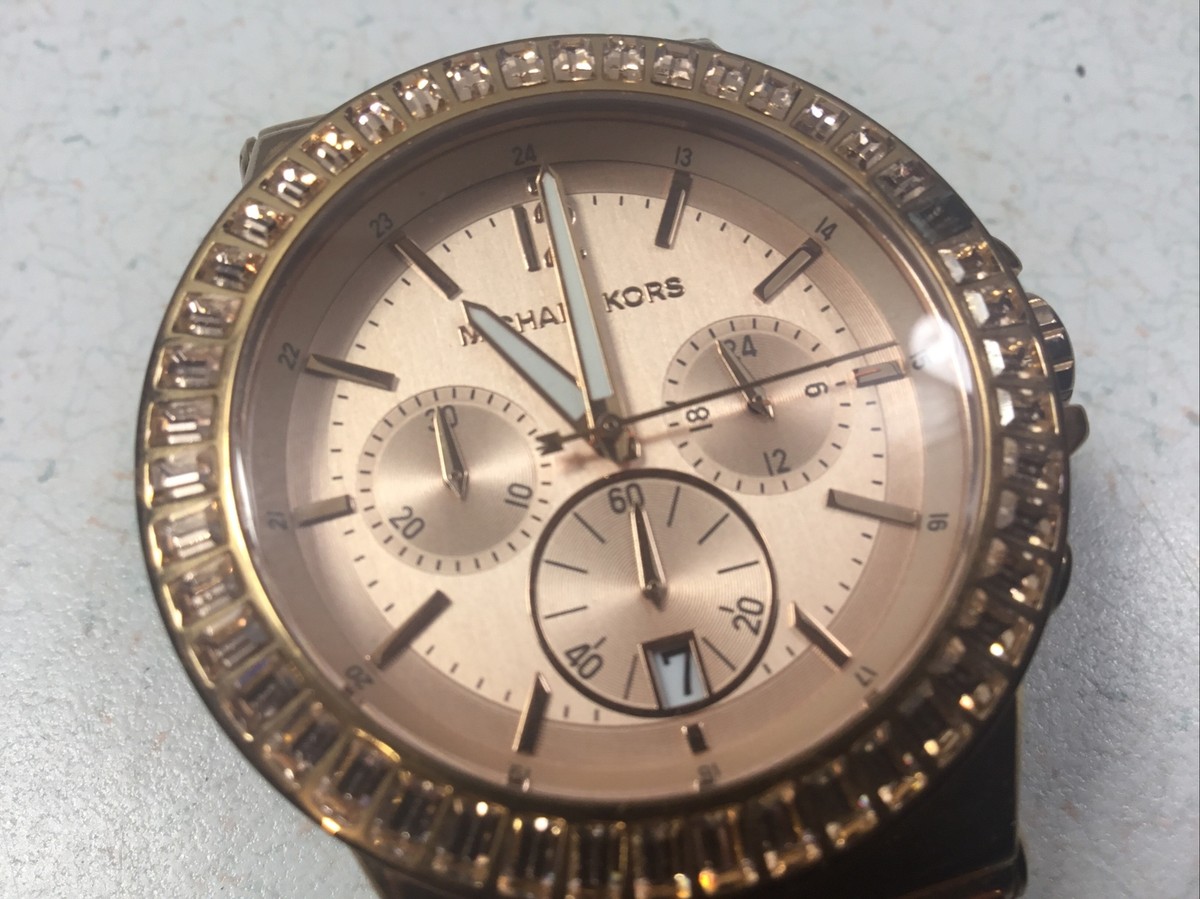 Michael Kors Rose Gold Tone Baguette Bezel Chronograph Ladies Watch MK5412 Michael Kors Baguette-Bezel MK5412 Rose Gold Tone Wrist  main image 2