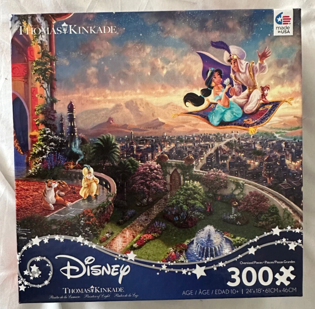 DISNEY PUZZLE ALADDIN JASMINE 300 PIECES RAJAH THE SULTOM THOMAS KINKADE CARPET