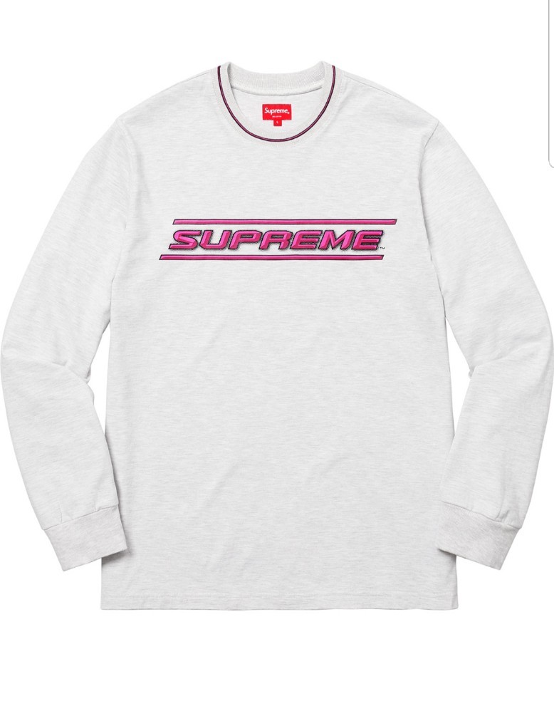 SUPREME S/S '18 Bevel L/S Top Ash Grey / Pink size Large | eBay