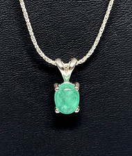 May Birthstone  1.74 ct. Natural Colombian Emerald Silver Pendant  250 Value