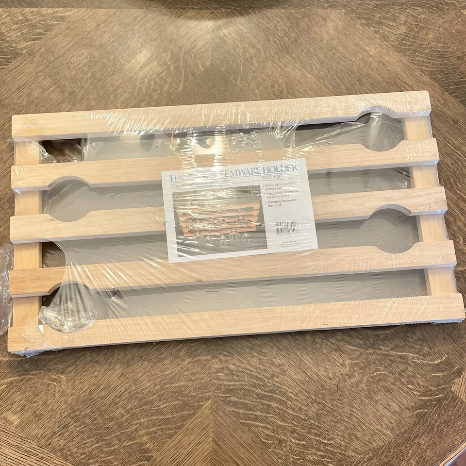 Porta-copos de madeira natural pendurado 24 copos de vinho display de armazenamento 13,5x24 - Imagem 3 de 4