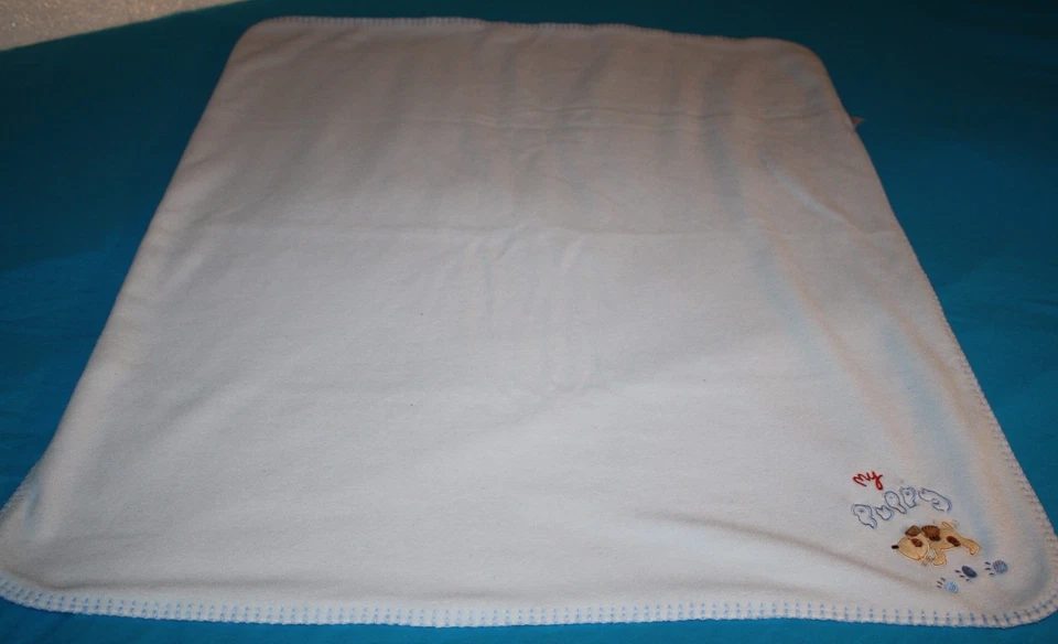 考拉宝宝婴儿毯我的小狗狗2层抓绒蓝色爪印花男孩安全 — 第 2/4 张图片