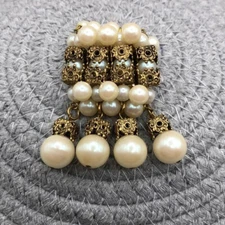 Vintage Victorian/Baroque Style Faux Pearl Dressy Statement Brooch Germany M