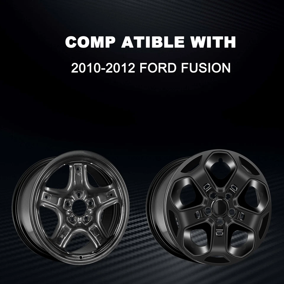 Hubcaps For 2010-2012 FORD FUSION; 17 inch;Set Of 4 Pack;Glossy Black Foto 3 de 4