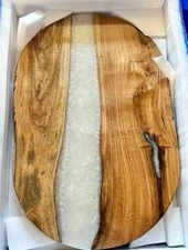 Made To Order White Epoxy Resin Dining Table Top Handmade Oval Shape Home Decors