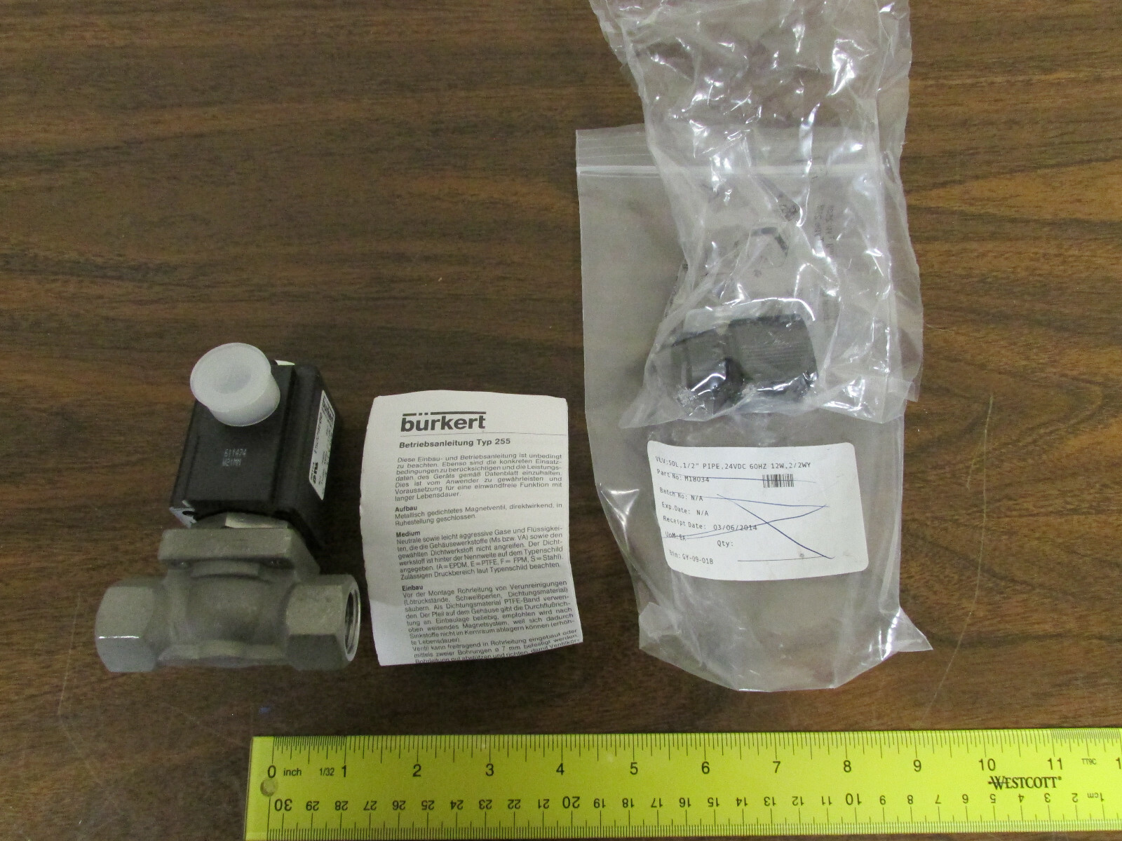 SS Burkert Solenoid Valve 0255 A 4.0 EF VA 3/4" NPT 24 VDC 0-4 bar 130765E New
