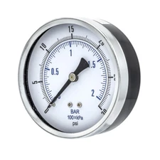 Dry Center Back Mount Pressure Gauge with 3.5" Dial, 0-30 PSI, 1/4" Male NPT