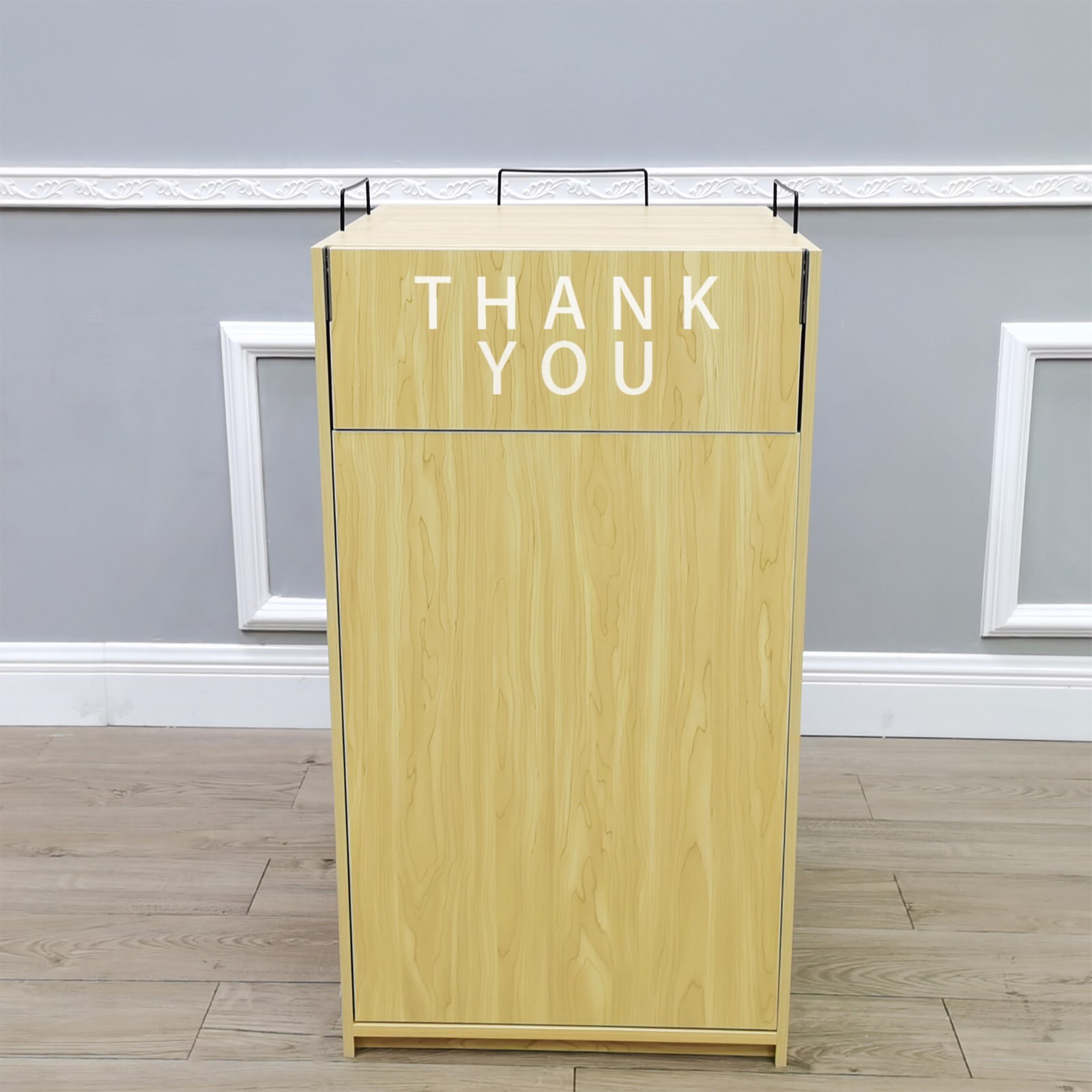 20X20X39" Maple Wood MDF Restaurant Fast Food Trash Bin Receptacle Enclosure