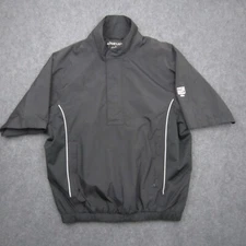FootJoy Dryjoys Pullover Mens Large Black Golf Wind Shirt 1/2 Zip Lined Weather