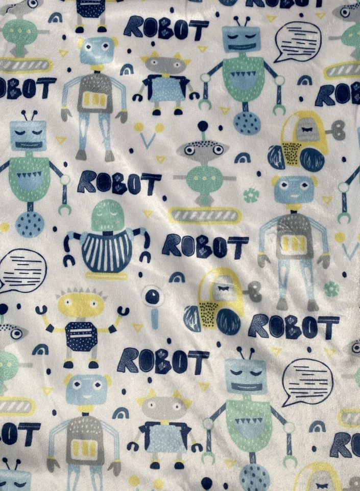 SL Home Fashions Baby Blanket Robot Aliens Reversible Gears Triangle Dots Lovey - Image 3 of 4