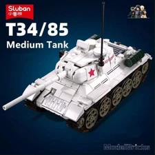 WW2 Military T34-85 Medium Tank Model Building Blocks Soldier Figures Bricks Toy