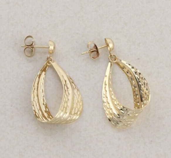 14k Yellow Gold Dangle Drop Earrings - image 7