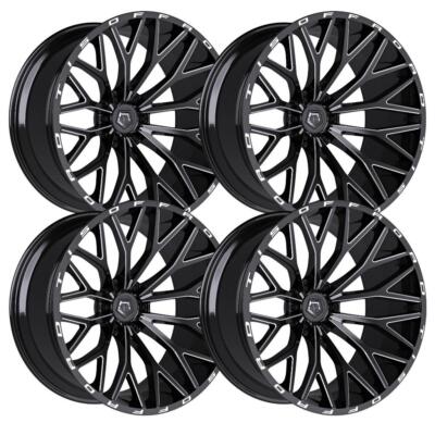 Set-4) TIS 566BM 26X12 6X135 -44mm Black Milled Wheels Rims 26