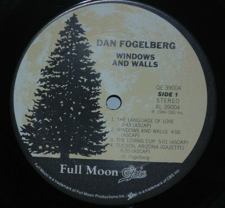 DAN FOGELBERG Windows and Walls LP VG+ Plays Well 1984 Full Moon Records QE39004 Foto 2 de 4