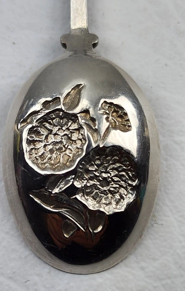Cuchara coleccionable vintage ornamentada * INDIANA * Zinnia plateada 14 g 4 3/4" L Foto 4 de 4