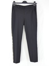H&M Womens Tailored Trousers Black Ankle Beige Side Stripe Tapered Smart UK 10