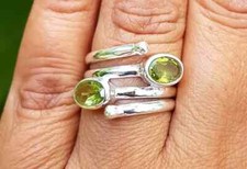 Natural Green Peridot Ring, 925 Sterling Silver Ring, May Birthstone SB-147