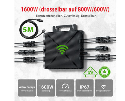 1600W WIFI Wechselrichter für Balkonkraftwerk (drosselbar auf 800W/600W)