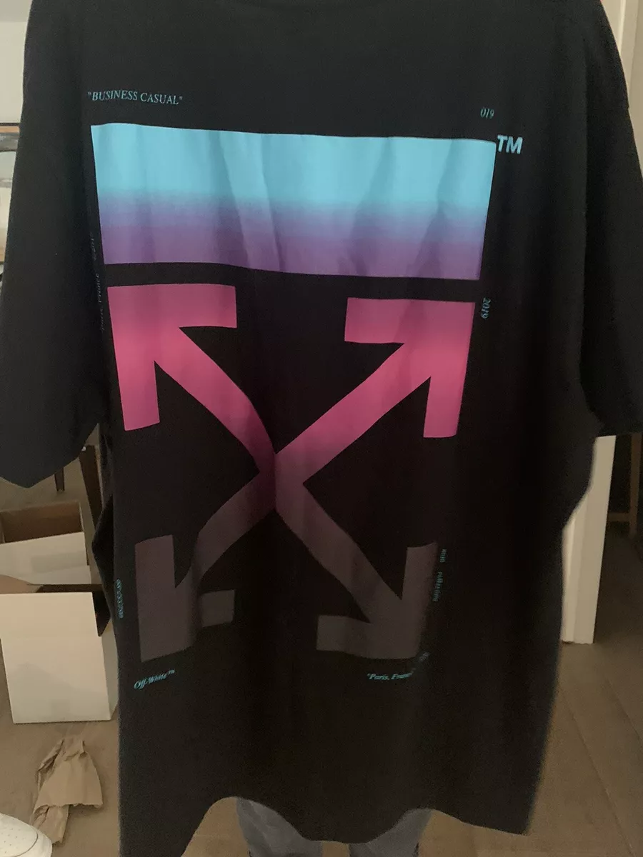 OFF WHITE c/o VIRGIL ABLOH Main Label Mens Size M Gradient arrow 2019  T-shirt