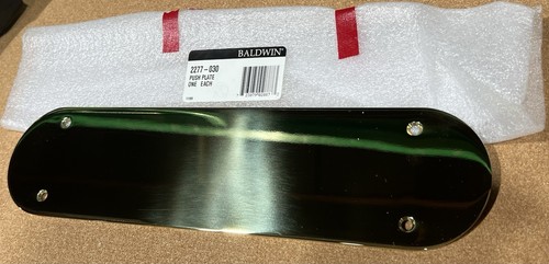 Baldwin 2277-030 Oval Push Plate 3” X 12” w/screws Polished Brass NEW - Picture 4 of 4