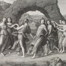 Andrea Mantegna Parnaso Rinascimento Orig Eliografia di J. Dabouin prima del 1900