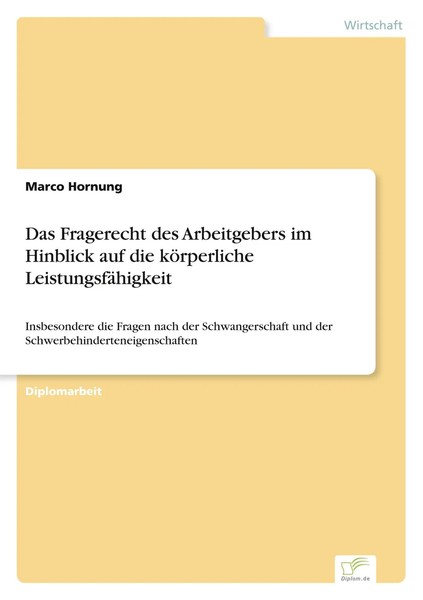 Das Fragerecht Des Arbeitgebers Im Hinblick Auf Die KöRperliche...-image