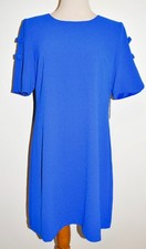 New Womens Vince Camuto Dress Sz 10 Blue Slit Short Sleeve Shift