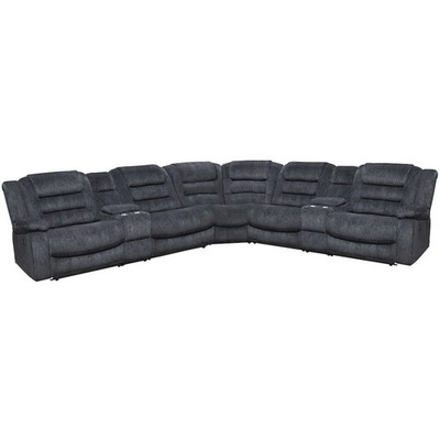 Misty Storm 7 Piece Modular Reclining Sectional and Entertainment Console