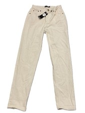 Boohoo Women's Jeans Beige Straight Leg Mid Rise Zip W26 L29 UK 8