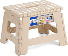 Folding Step Stool 9 Inch, Non-Slip Foldable Stools for Kids, Khaki 