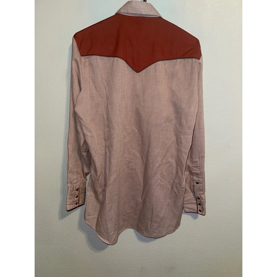 Vtg Kenny Rogers Western by Karman Red White Gingham Pearl Snap Shirt 15 1/2 33 - Image 2 of 4