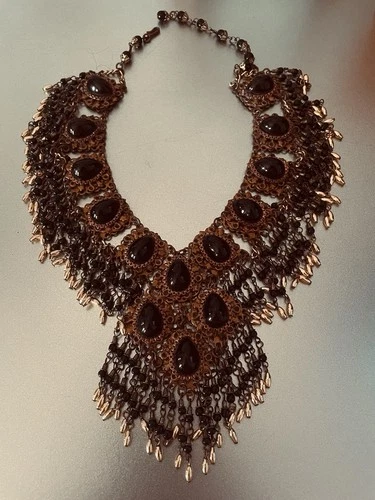 Black & Copper Toned Ladies Ornate Collar Necklace - product listing photo