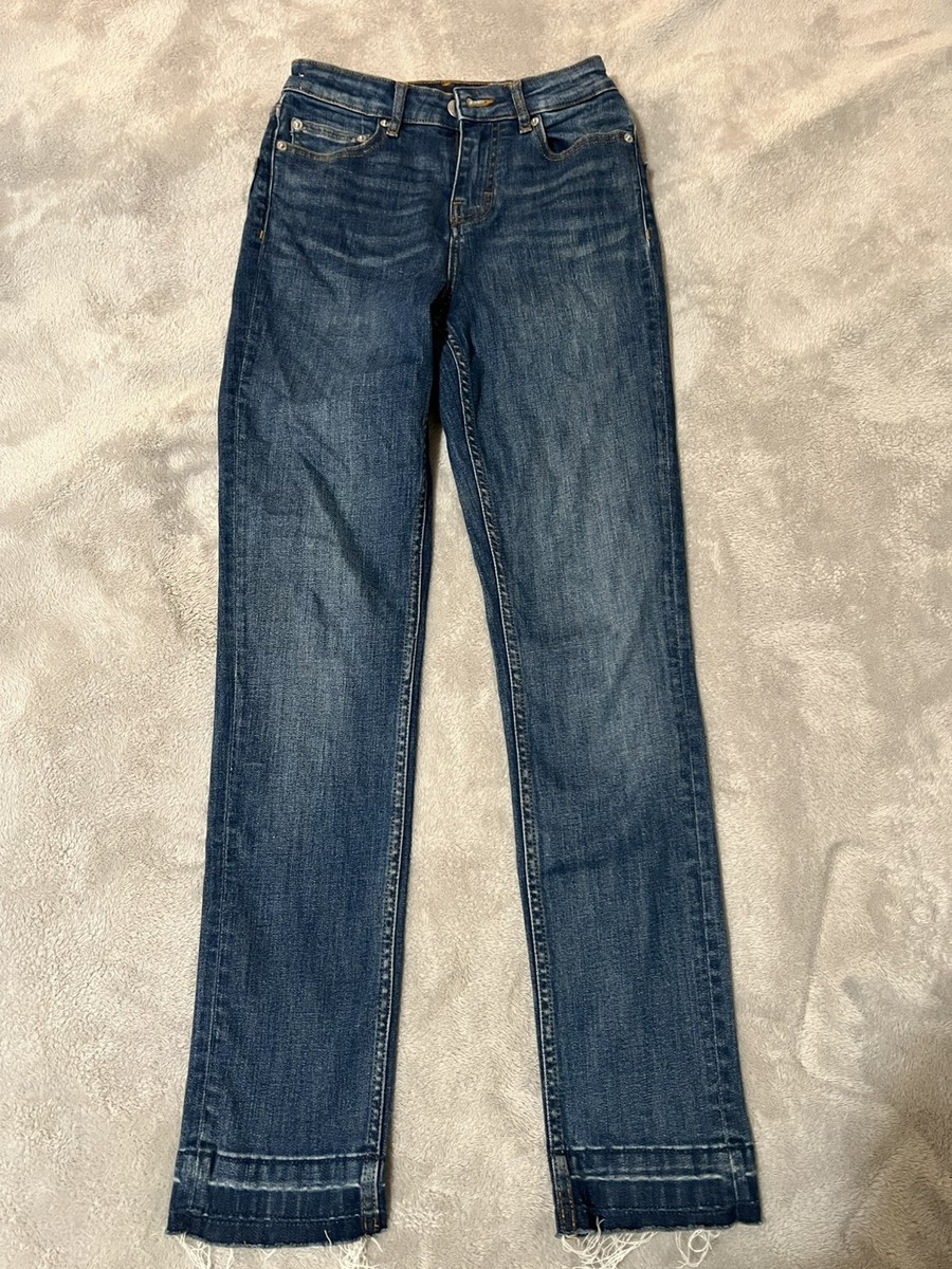 Maje Classic Blue straight leg jeans frayed raw hem French 34 US 2 retail $325 View 6