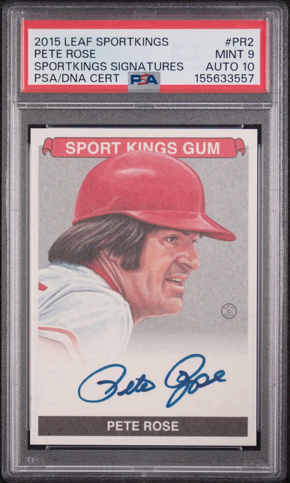 2015 Leaf Sportkings SP Pete Rose #SKS-PR2 PSA/DNA 9 Mint Auto 10 tough card