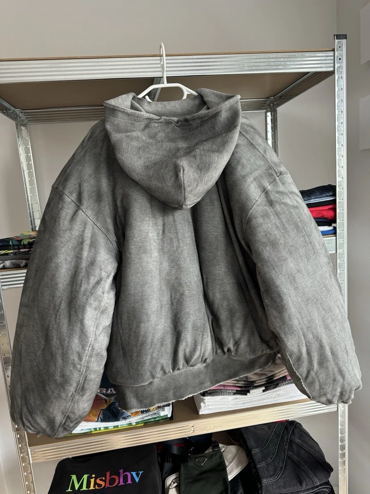 CHAQUETA BOMBER REVERSIBLE NO FAITH STUDIOS NFS DESCOLORIDA BORGOÑA/GRIS Y2K HOMBRE TALLA L Foto 4 de 4