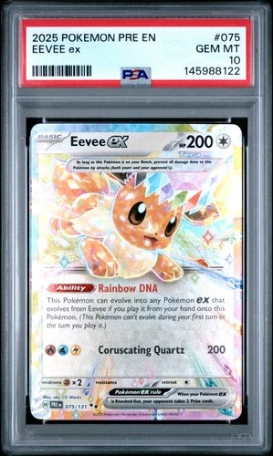 PSA GEM MT 10 - 2025 POKEMON PRE EN-PRISMATIC EVOLUTIONS 075 EEVEE ex