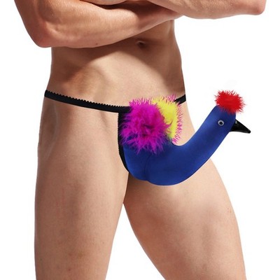 Blaue G-String Unterwäsche für Herren mit atmungsaktivem Stoff und Hühnerbeut