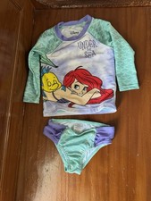 Disney Infant Girls- 12 Mo. Ariel Little Mermaid 2 Piece Long Sleeve Swim Suit