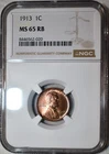 NGC MS-65 RB 1913-P Lincoln Cent, Superbly Struck, Predominantly Red Gem!