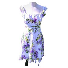 Maurices women's dress size 8 floral Mother of the bride pleated tea dress