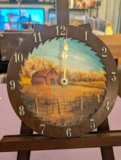 Hand Painted Saw Blade Wall Art   Folk Art on Metal Circular Blade  Clock