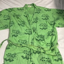 Vintage Sheraton Waikiki Hotel Robe Turtles Honu Hawaii Hawaiian Design Green
